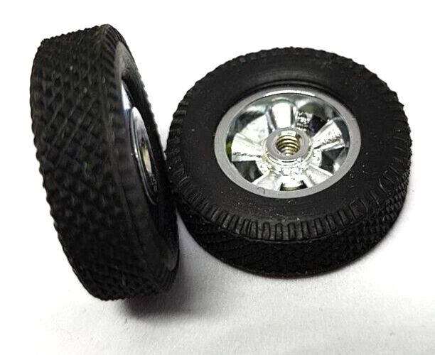 Tires – Strombecker vintage wheels #8336 & #8452 Diamond tires. 1" dia. X 5/16"