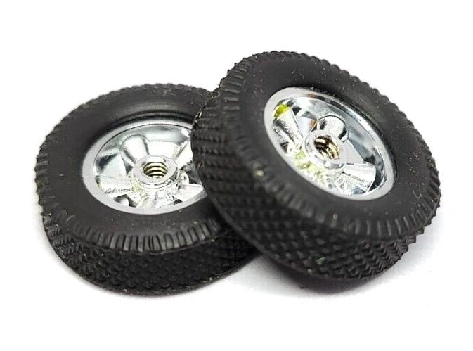 Tires – Strombecker vintage wheels #8336 & #8452 Diamond tires. 1" dia. X 5/16"