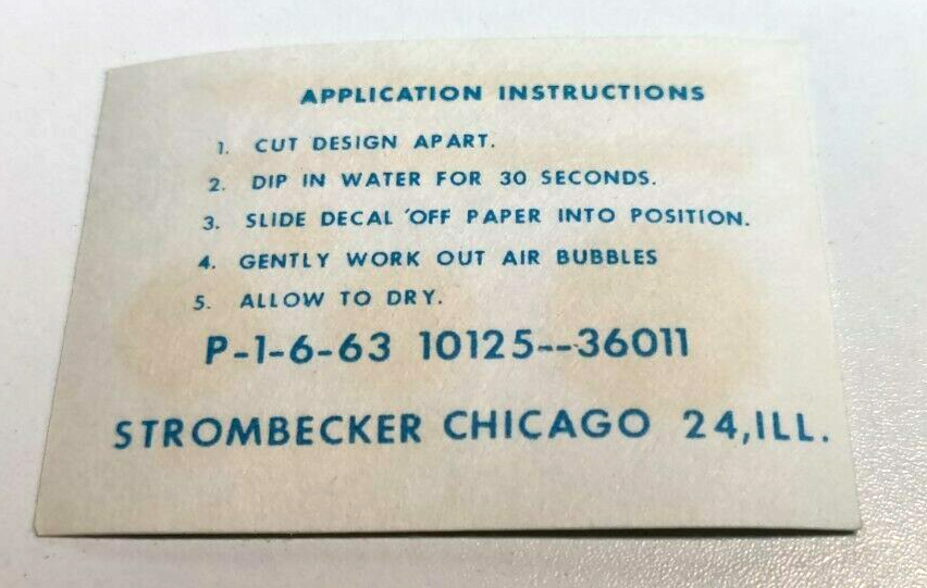 Strombecker vintage decal sheet for 1/32 scale Cooper