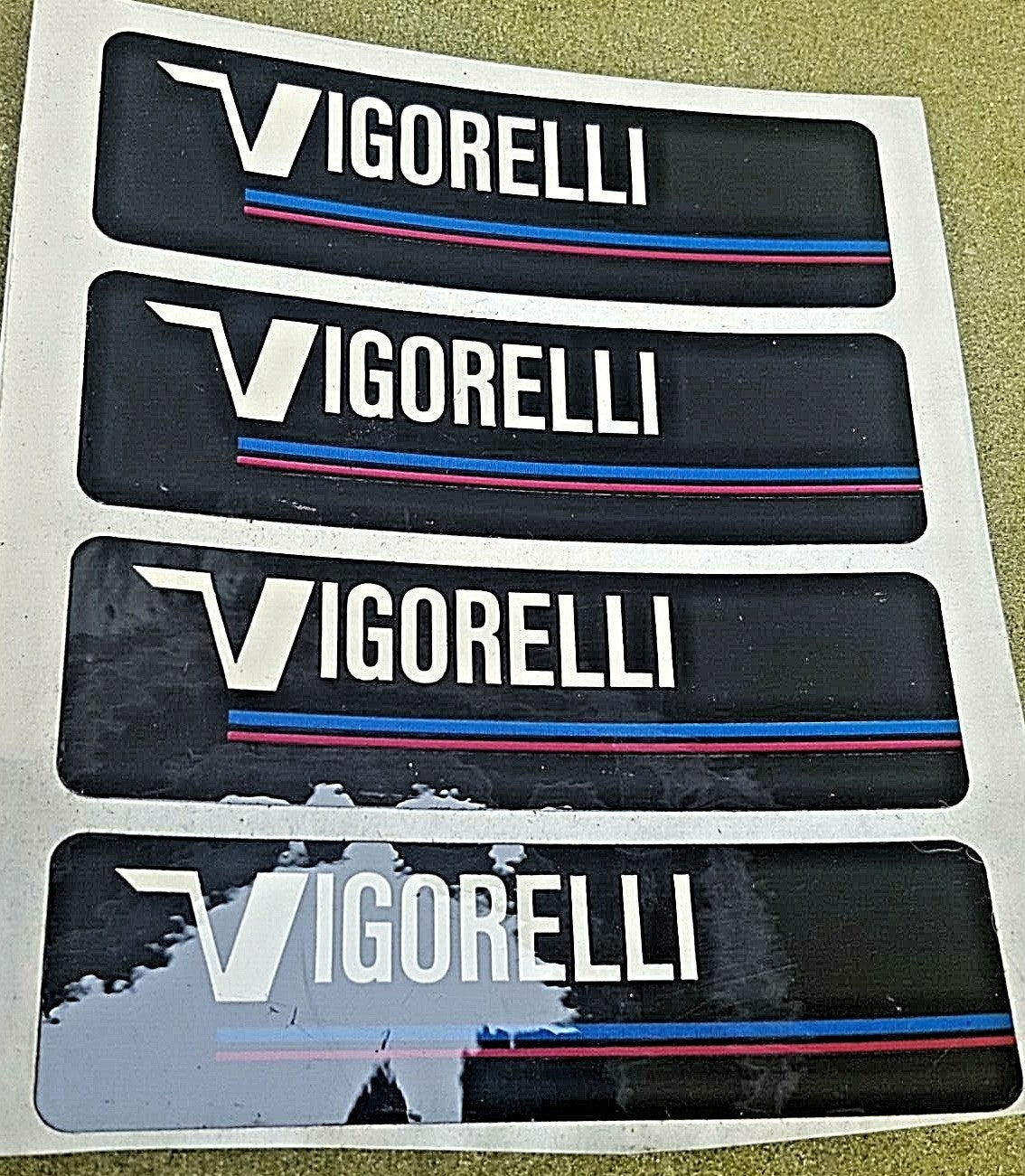 Vigorelli sticker, 1 x 3.5"  Highest quality print, not a reproduction. 4 each 