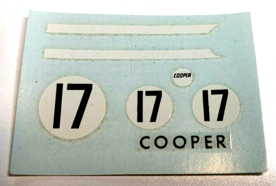 Strombecker vintage decal sheet for 1/32 scale Cooper
