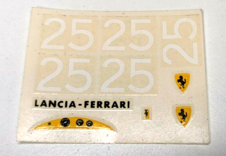 Strombecker vintage decal sheet for 1/24 scale Lancia  Ferrari #25