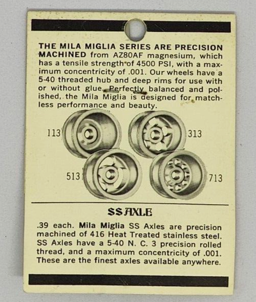 Mila Miglia Precision Magnesium Wheels #300-2 Five hole 1/8" 5-40 threaded 2 pr.