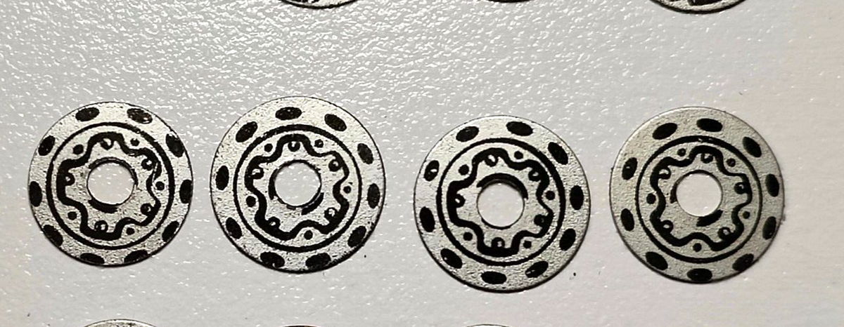 Vintage Porsche aluminum wheel inserts  .0475"OD  .125"ID  Set of four.