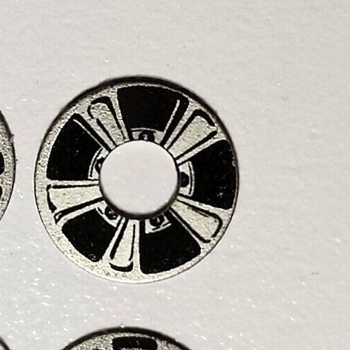 Vintage 5 Spoke aluminum wheel inserts  .0475"OD  .175"ID  Set of four.