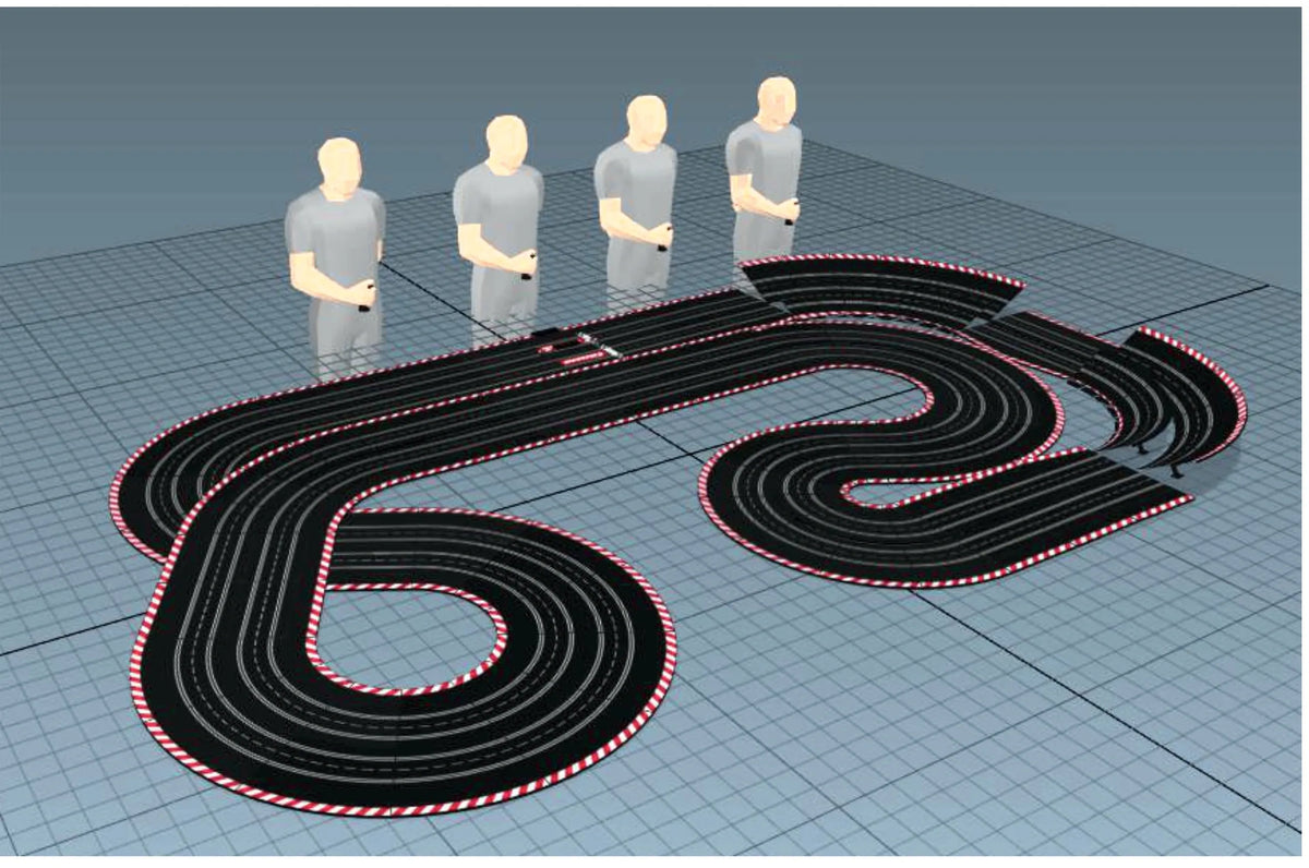 Complete Track Kit – Black Diamond 4-Lane Analog 64' – 9.85' x 16.4'