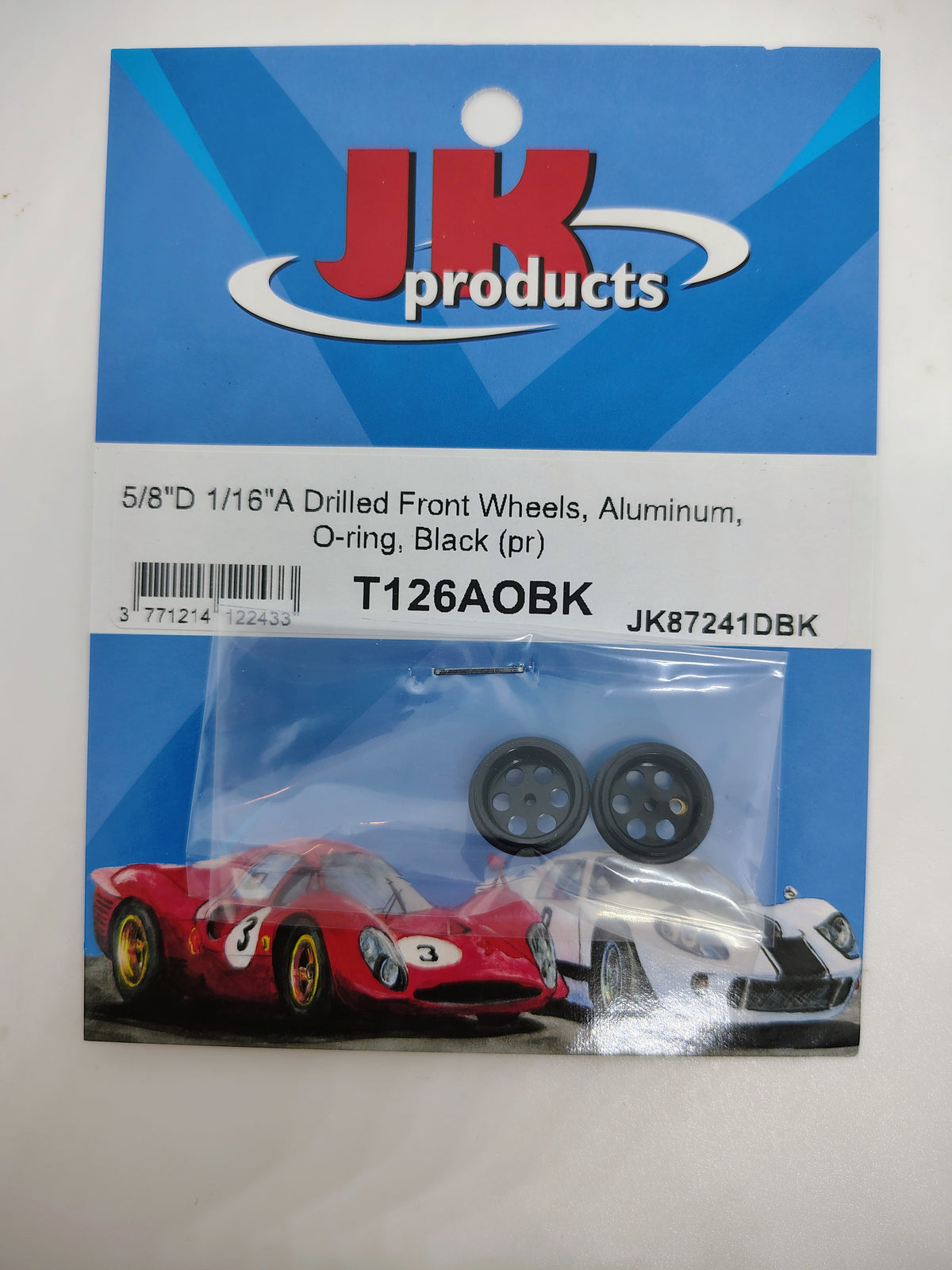 Wheels, Front O-Ring 5/8" Aluminum 1/16" Axle Black - Pair JK T126AOBK