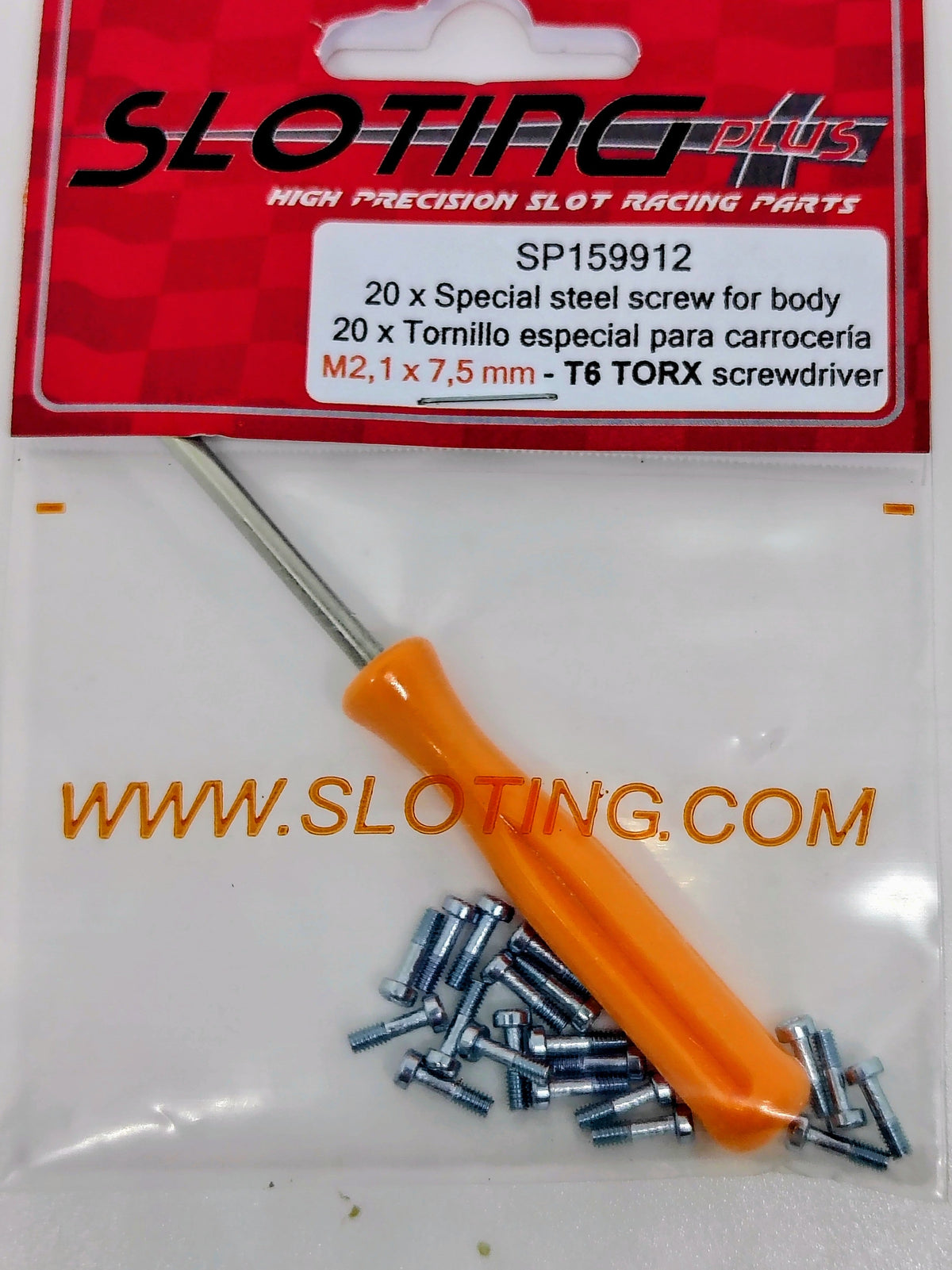 Body Screws & Tool – Sloting Plus SP159912 M2.1 x 7.5mm Torx T6 – 20 Screws + Driver
