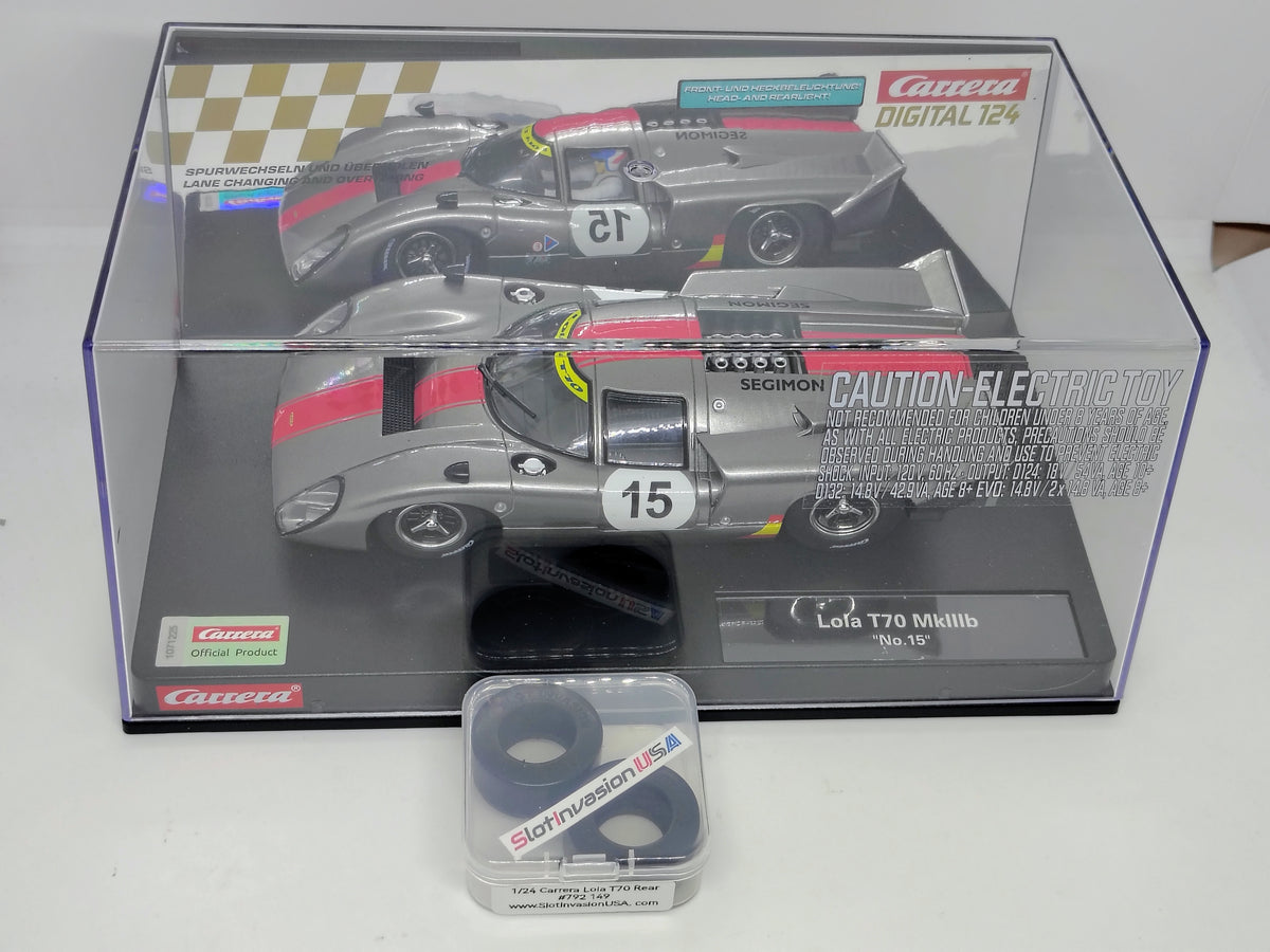Carrera 23957 Lola T70 MKIIIb #15 Digital 1/24 + Silicone Rear Tires