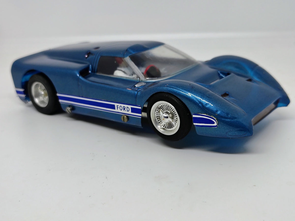 Vintage MPC Ford J Car metallic blue side-front view