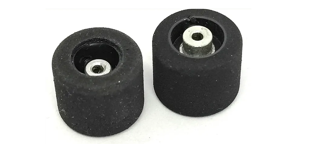 Rear wheels for JK Anglewinder cars 0.720"D 0.400"H 0.600"W 3/32"A Recessed TREATED Rubber