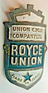 Royce Union Vintage Bicycle Headbadge – 57mm – Made in Japan – NOS