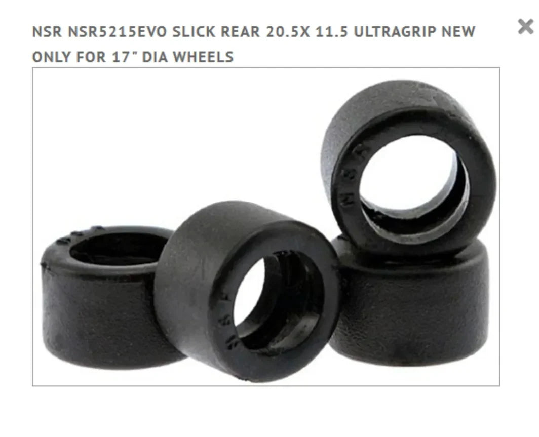 Tires – NSR NSR5215EVO SLICK REAR 20.5X 11.5 ULTRAGRIP ONLY FOR 17" DIA WHEELS