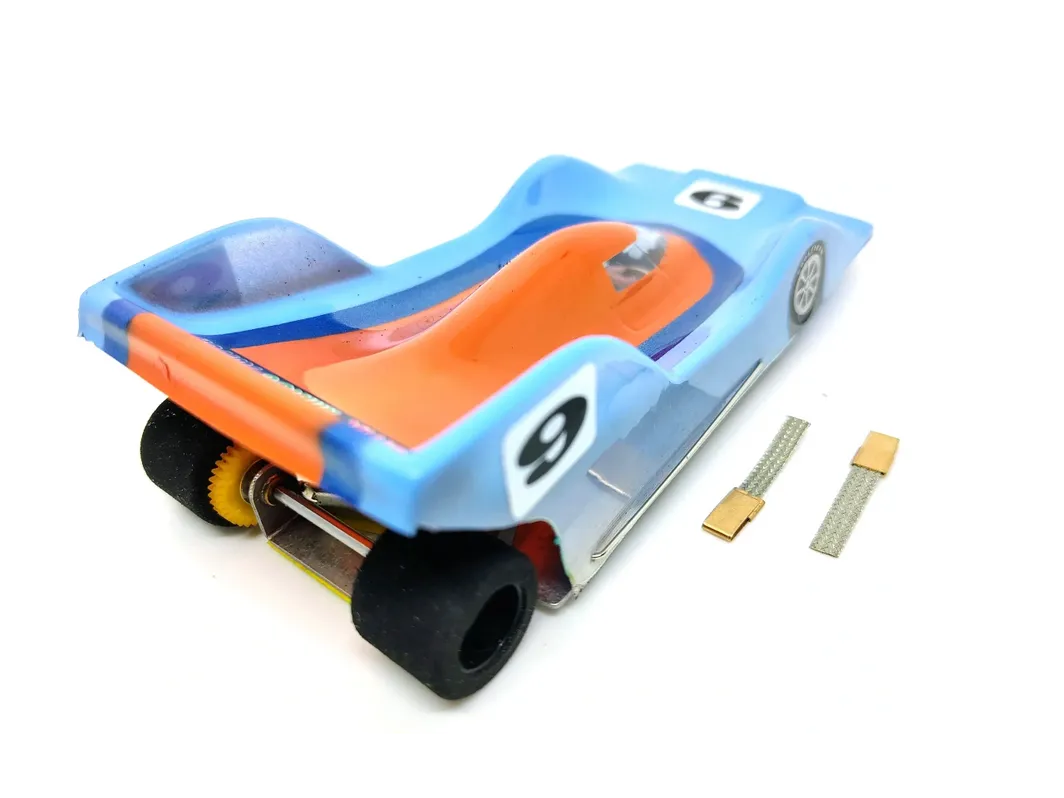 JK Direct Drive 1/32 slot car - UPGRADED Peugeot in Gulf colors.
