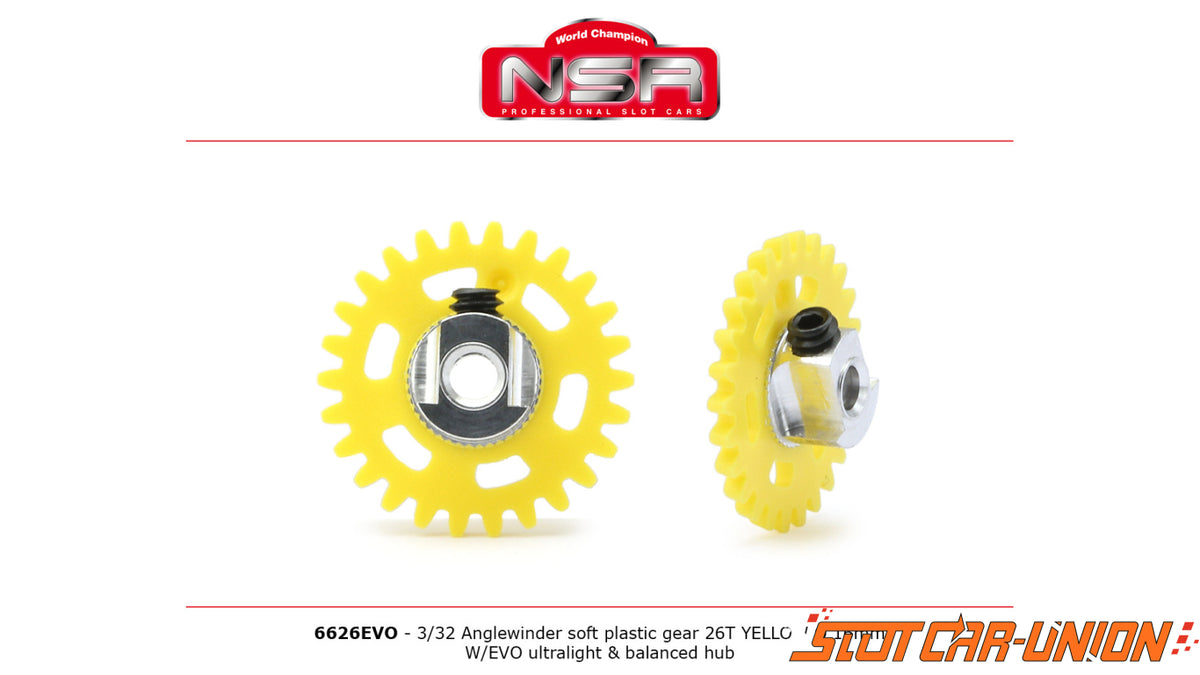 Anglewinder Gear – NSR 6626EVO 26T Yellow 16mm – 3/32 Inch Axle
