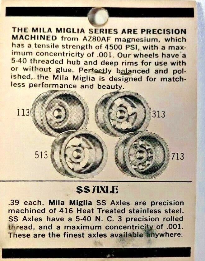 Wheels, Mila Miglia Precision Magnesium #700 Five hole 1/8" 5-40 threaded 1pr.