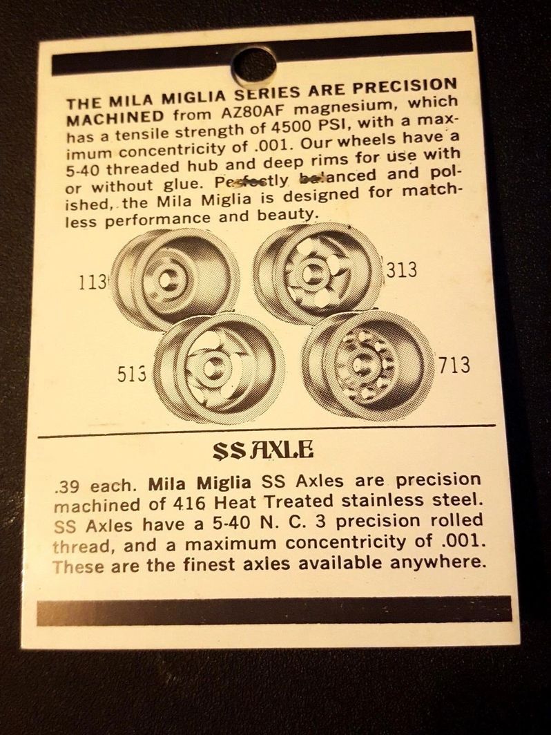 Wheels, Mila Miglia Precision Magnesium Wheels #500 Oval holes 1/8" 5-40 threaded