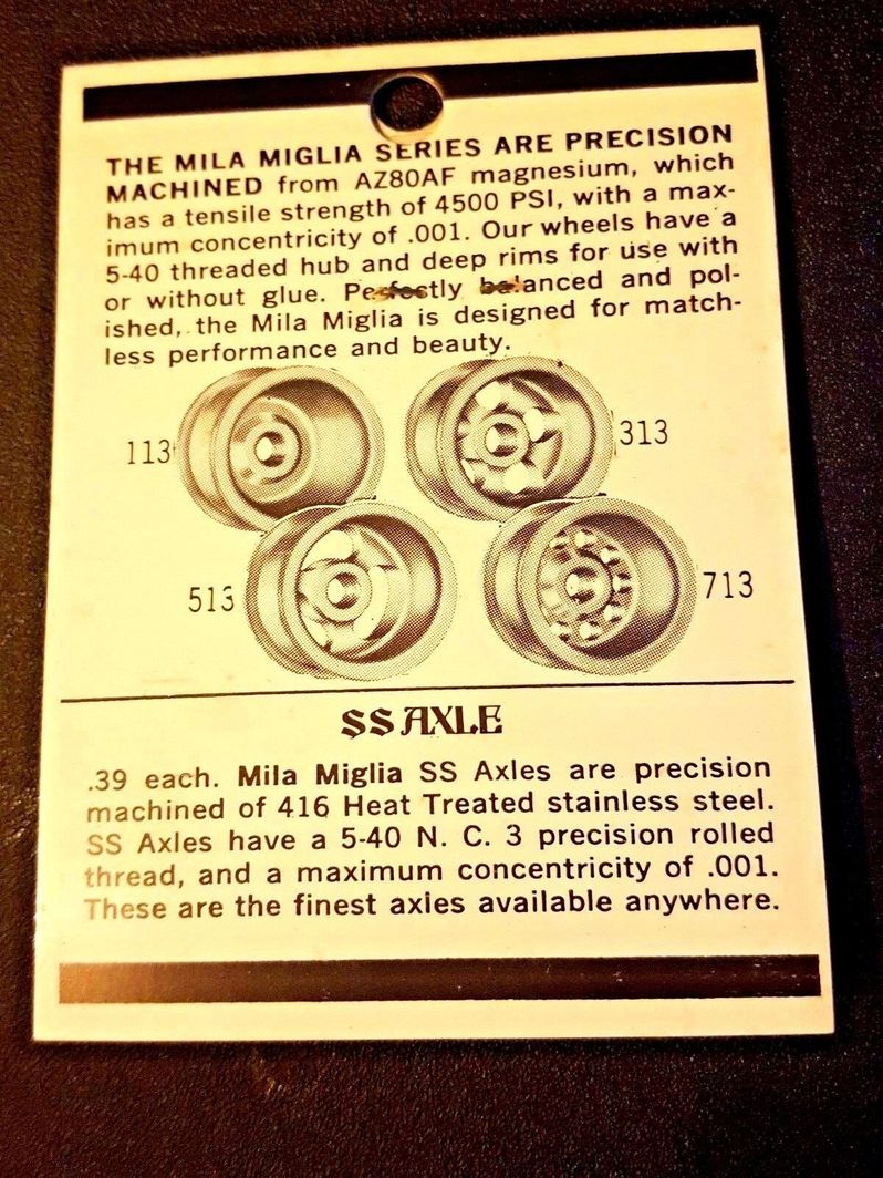 Wheels, Mila Miglia Precision Magnesium #300 Five hole 1/8" 5-40 threaded 1pr.