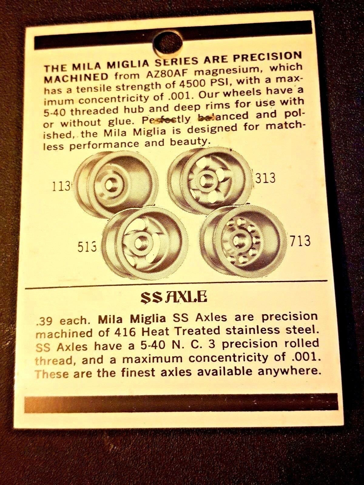 Mila Miglia Precision Magnesium Wheels #300 Five hole 1/8" 5-40 threaded 1pr