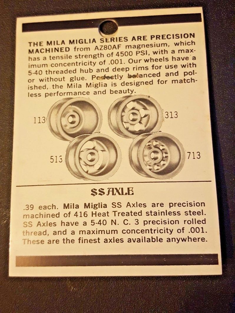 Wheels, Mila Miglia Precision Magnesium #100 1/8" 5-40 threaded