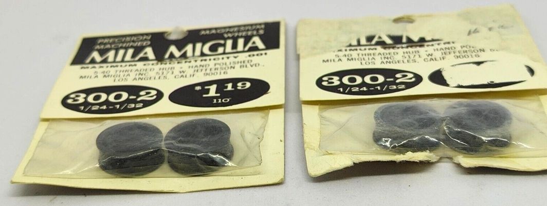 Mila Miglia Precision Magnesium Wheels #300-2 Five hole 1/8" 5-40 threaded 2 pr.