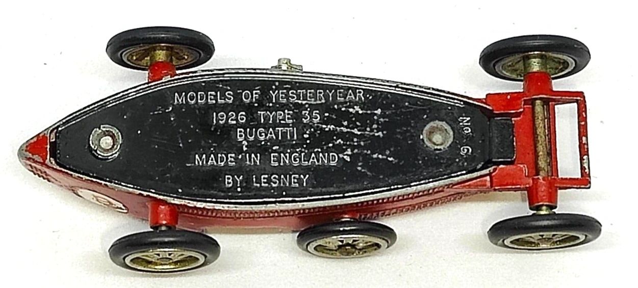 MATCHBOX LESNEY MODELS OF YESTERYEAR Y-6 1926 TYPE 35 BUGATTI - 3" LONG