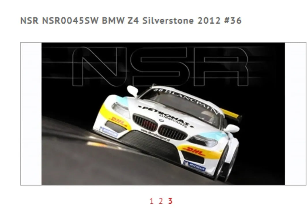 NSR 1/32 Analog RTR BMW Z4 Silverstone 2012 #36