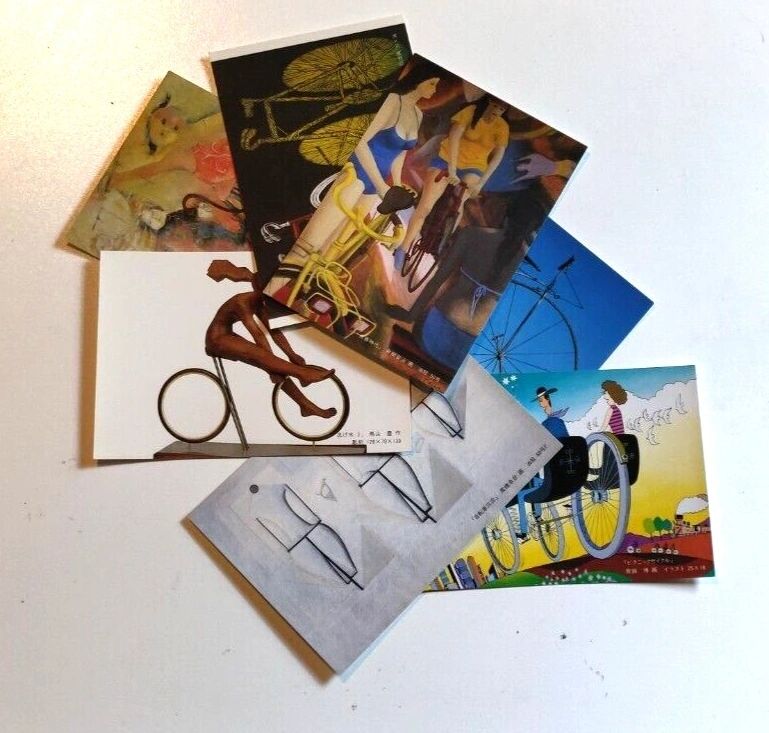 Japanese bicycle art postcards. Original printed early 1980's