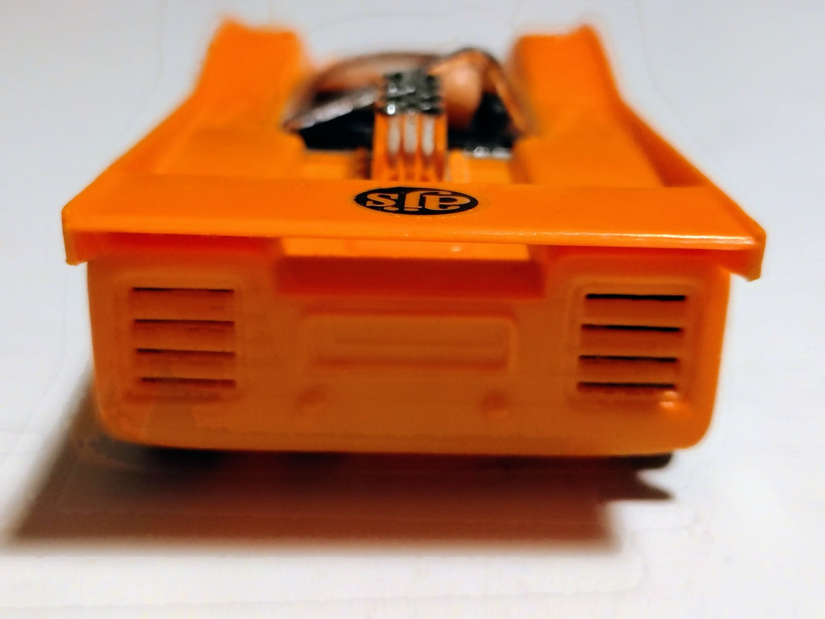 AJ's Winnwagen orange McLaren rear view with AJ's rear wing logo