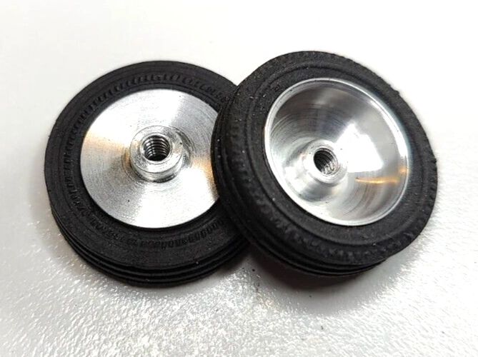 Wheels – 1960's vintage. 24mm dia. x 5.5mm wide. 15/16" X 7/32" 5-40 thread