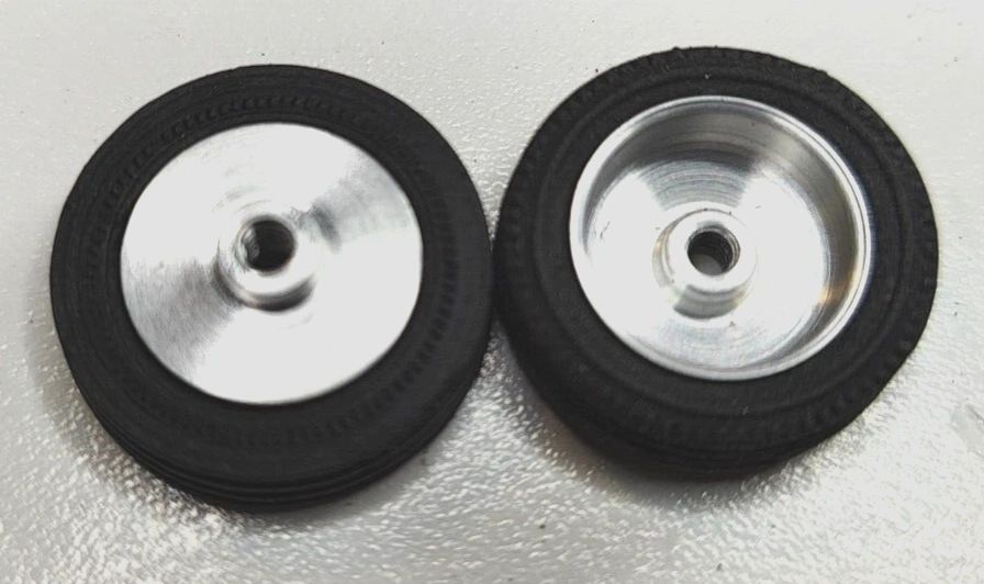 Wheels – 1960's vintage. 24mm dia. x 5.5mm wide. 15/16" X 7/32" 5-40 thread