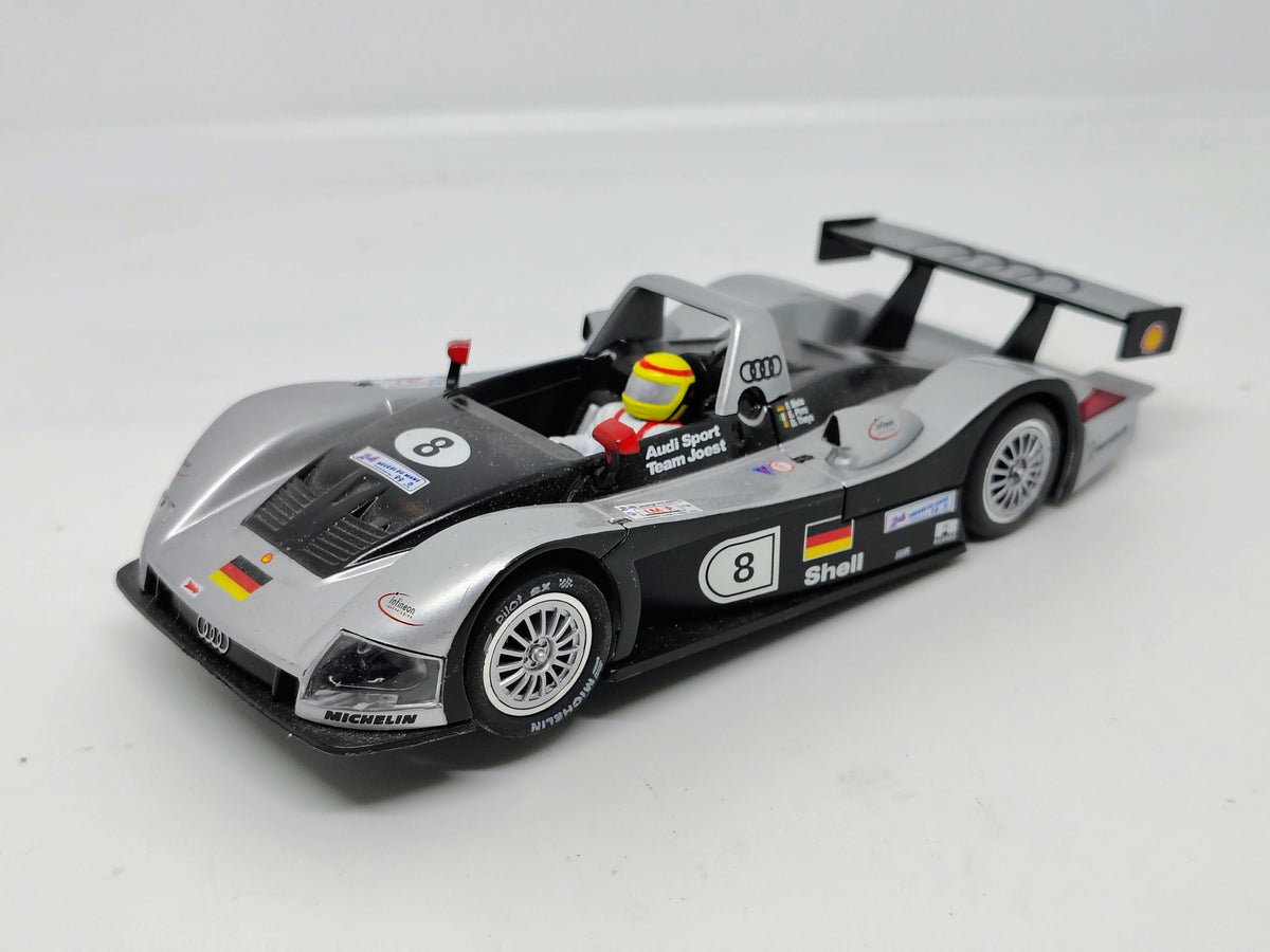 Carrera Audi R8R #8 Le Mans silver black left front view