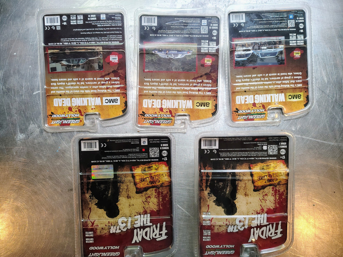 Models – GreenLight Walking Dead Friday the 13th 5 Carded 1/64 Cars Lot detail view