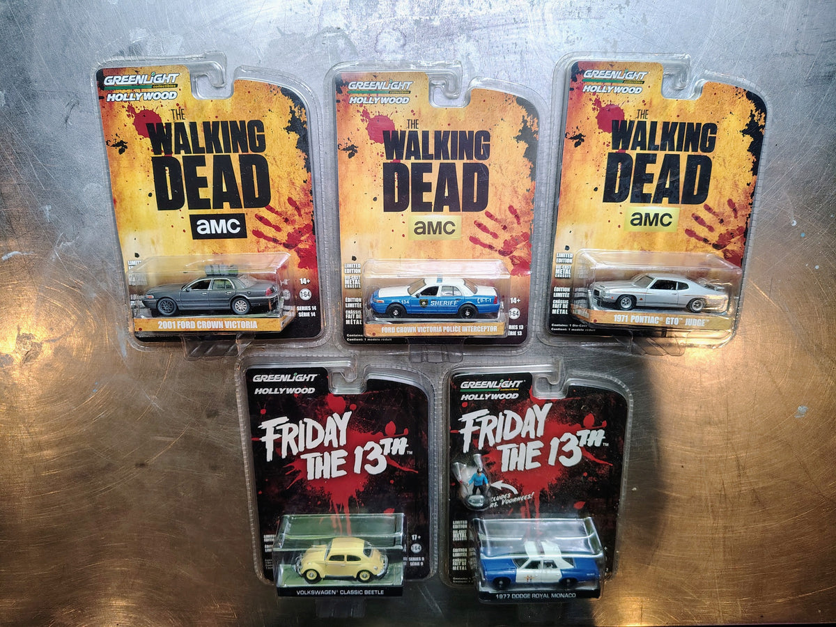 Models – GreenLight Walking Dead Friday the 13th 5 Carded 1/64 Cars Lot complete lot