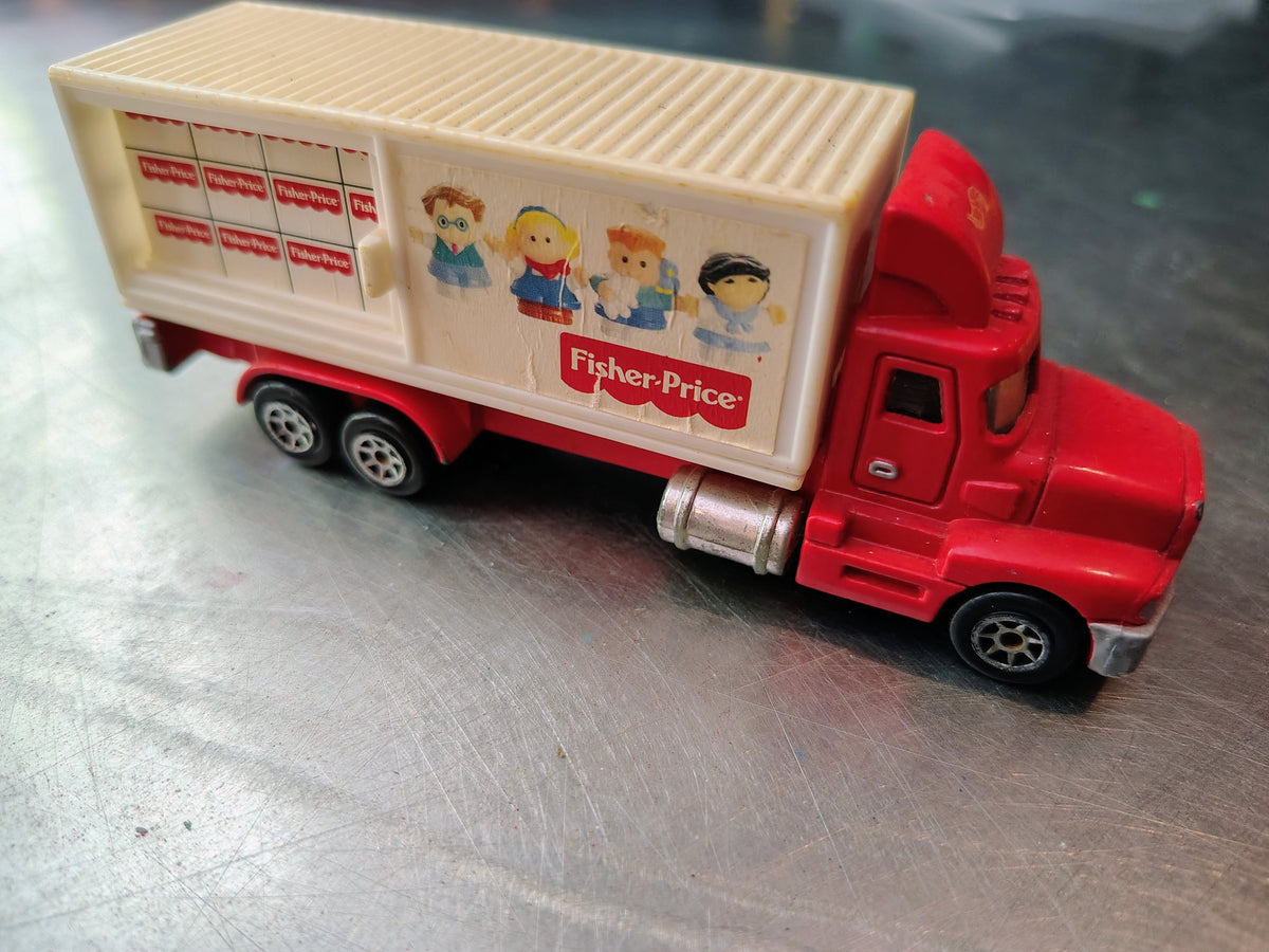 Vintage Hot Wheels Haulers red white Fisher-Price box truck side