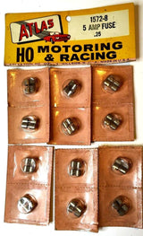 Atlas #1572-8 Five Amp Fuses 24 in sealed packages and 1 header card.