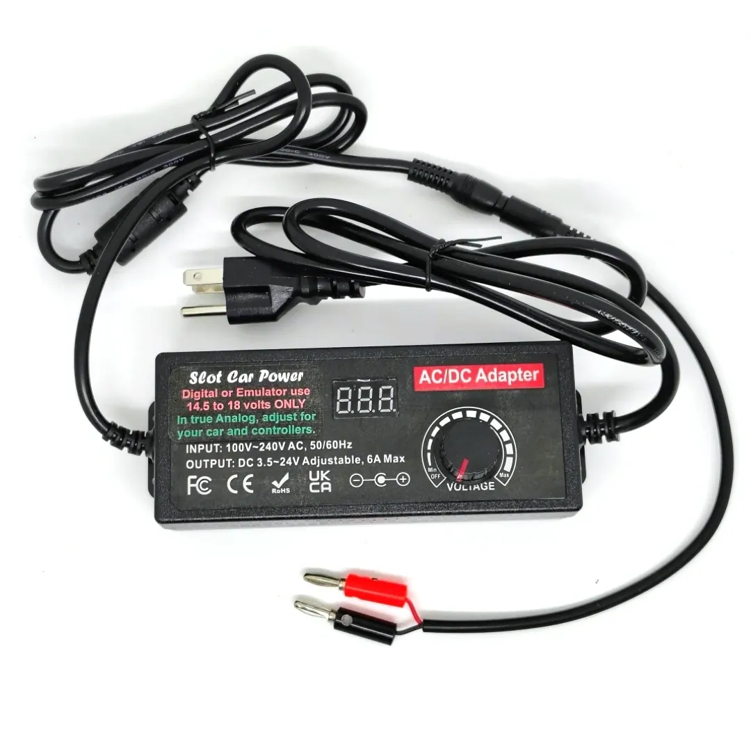 6 Ampere variable slot car power supply with meter and banana connectors