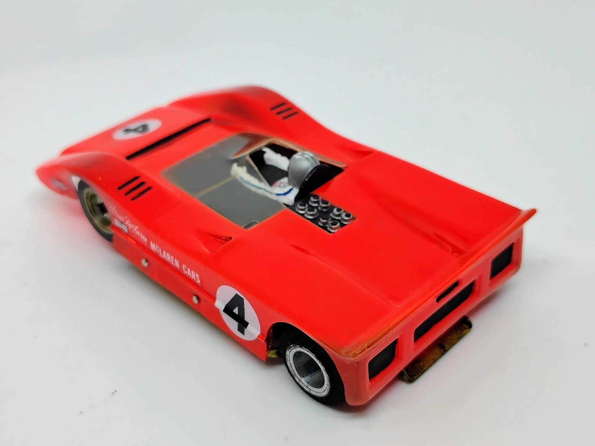 1970 Dynamic anglewinder brass chassis custom 1/32 scale McLaren M8A slot car.