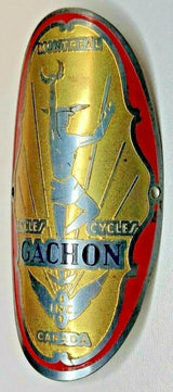 Gachon Montreal Canada vintage nameplate / headbadge. 77 mm high RARE
