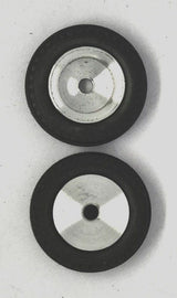 Wheels, vintage. 21mm dia. x 5.75mm wide. 13/16" X 3/16" 5-40 threaded axle.