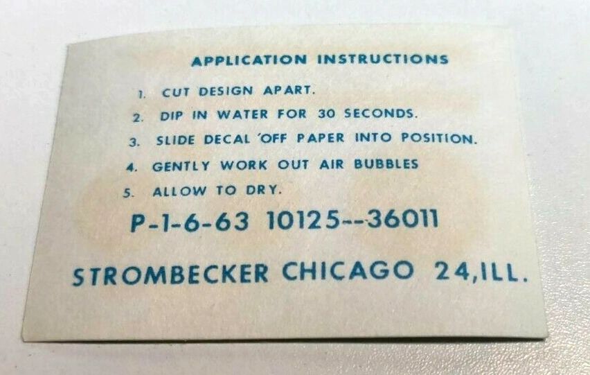 Decals 1/32 Cooper Strombecker Vintage Waterslide Slot Car NOS