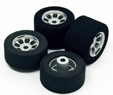 H&R Racing 27x12mm Front Foam & 27x18mm FISH RUBBER Rear NASCAR SILVER 1/24 Setscrew Wheels
