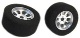 H&R Racing 27x12mm Front Foam & 27x18mm FISH RUBBER Rear NASCAR SILVER 1/24 Setscrew Wheels