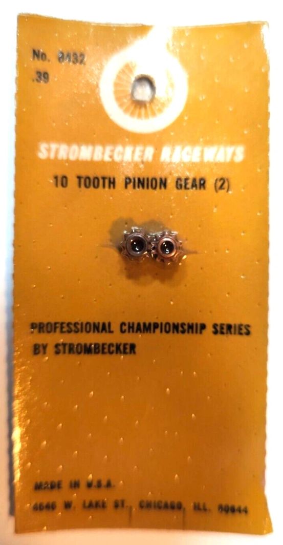 Strombecker Pinion Gear 10 tooth for 3/32" 0.0925" shaft. No. 8432 - 1 pair