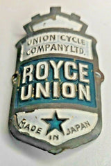 Royce Union Vintage Bicycle Headbadge – 57mm – Made in Japan – NOS