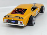 Orange number 16 custom Mustang 1/32 slot car wide rear silicone tires and roll cage