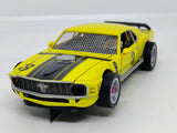 Actual SLOTRAX yellow #3 custom Scalextric Mustang Boss 302 front racing stance
