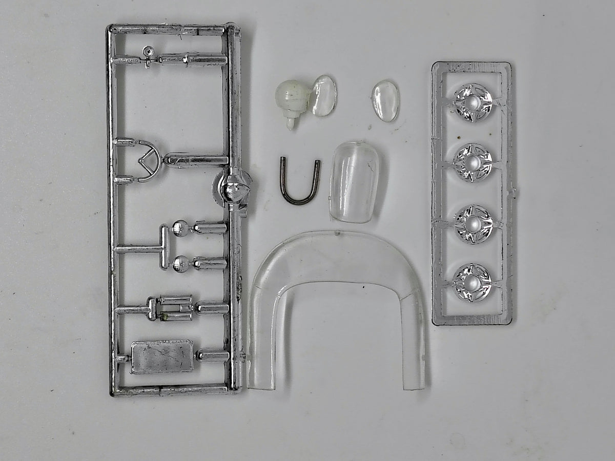 Original chrome plated detail parts windshield and wheel inserts for Strombecker Lotus 30