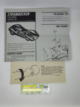 Original Strombecker Lotus 30 assembly instructions bearing tool card and number 82 decals
