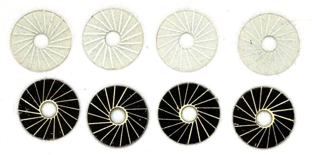 Wheel Inserts, VIP Vintage Spoke Aluminum & acetate. .0475"OD .125"ID Set of four.